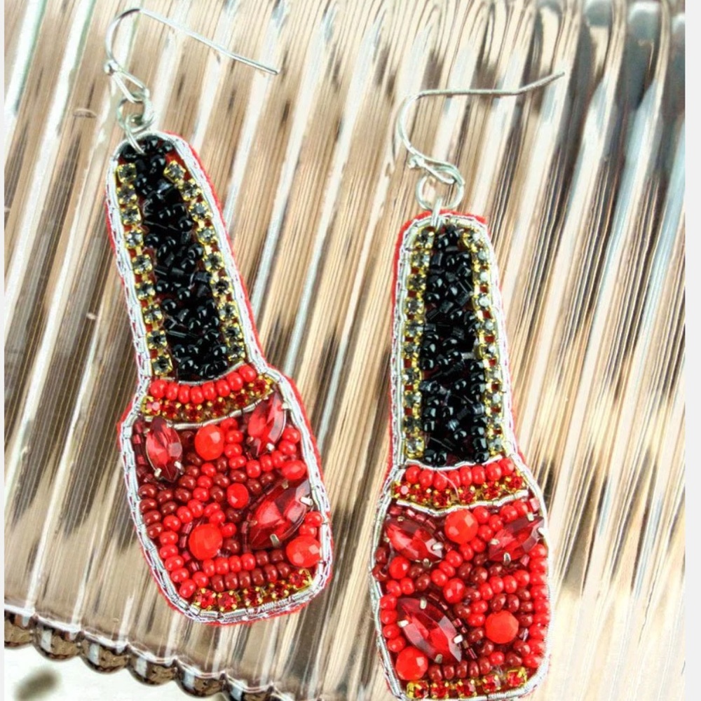 Bejeweled Seed Bead Nail Polish Earrings
